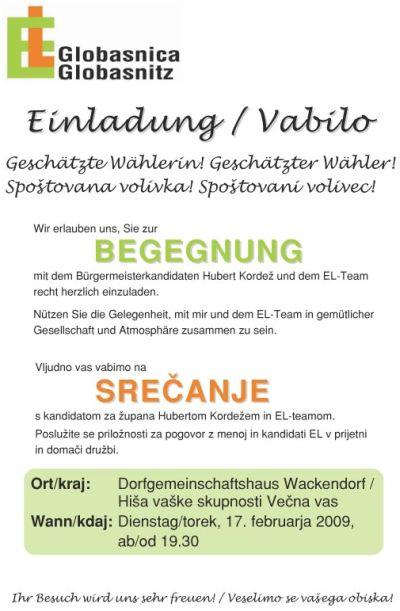Begegnung mit dem Bürgermeisterkandidaten Kordež und dem EL-Team